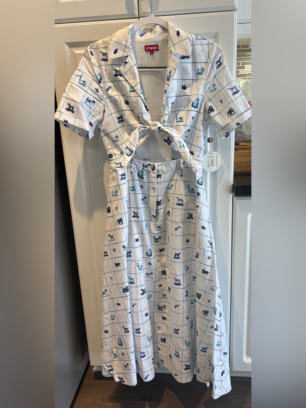 staud blue white dress | Dresses | Whiteblue Staud Roman Royal Blue Leopard